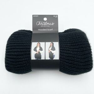 Black Hooded Scarf Christmas Gift Cozy Winter Scarf & Hat Combo